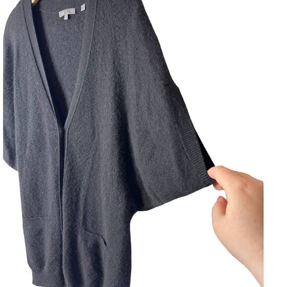 Vince Black Small Cashmere Button-Up Short Sleeve Kimono Dolman Sweater Cardigan - Picture 3 of 12